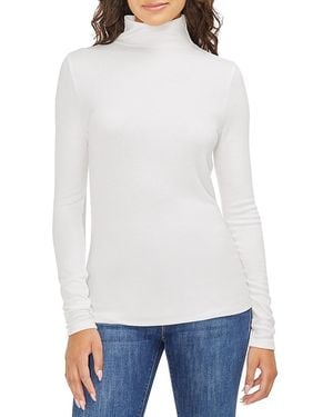 Three Dots Mock Neck Top - White