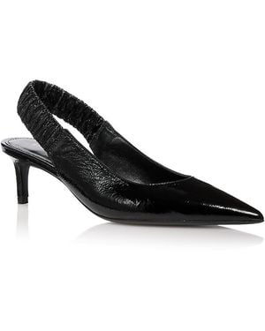 Stuart Weitzman Ruche Patent Leather Slingback Pumps - Black