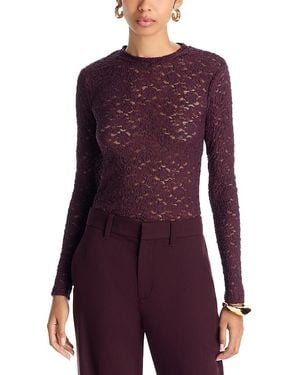 Aqua Puckered Lace Long Sleeve Top - Purple