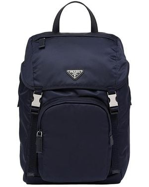 Prada Re-Nylon And Saffiano Leather Backpack - Blue