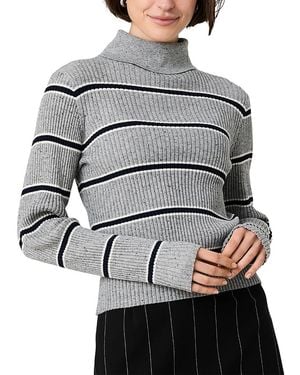 French Connection Mason Knit Varsity Stripe Turtleneck Sweater - Gray
