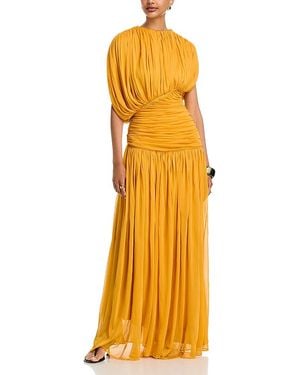 TOVE Gai Gathered Viscose Jersey Maxi Dress - Yellow