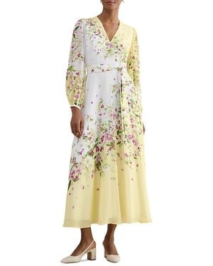Hobbs Ariel Silk Floral Dress - Metallic