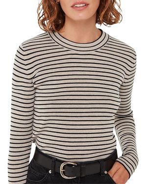 Whistles Crewneck Stripe Fine Knit Top - Gray