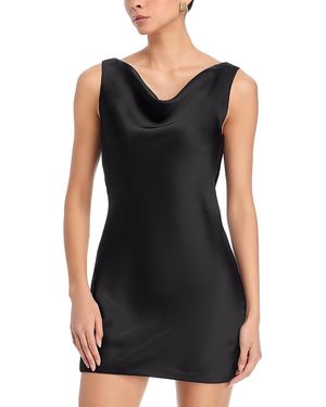 Norma Kamali Sleeveless Low Back Drape Mini Dress - Black