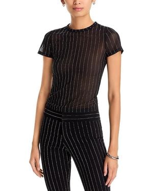 Alice + Olivia Tess Embellished Short Sleeve Tee - Black