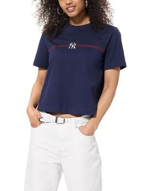 Terez Baseball Stitch Baby Tee - Blue