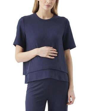 Ripe Maternity Mike Rib Nursing Top - Blue