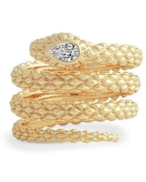 Anabel Aram Crystal Serpent Wrap Ring - Metallic