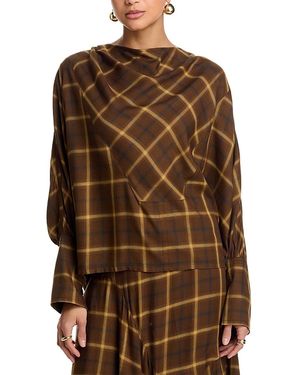 Co. Printed Wl Neck Straight Tunic Top - Brown