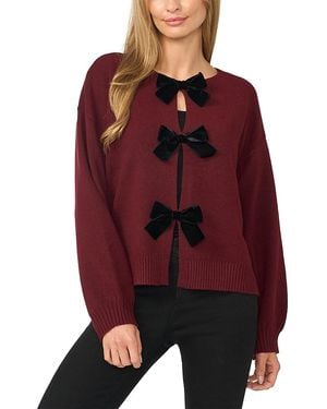 Cece Bow Closure Cardigan Sweater - Red
