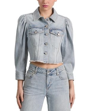 Alice + Olivia Lana Puff Sleeve Denim Jacket - Blue