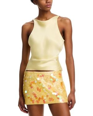 Danielle Guizio Regine Cowl Neck Top - Yellow