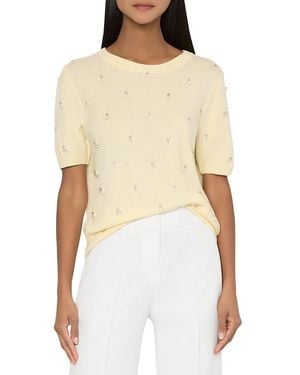 MILLY Rosalyn Short Sleeve Sweater - Natural