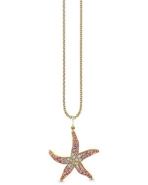 Sydney Evan 14K Sapphire & Diamond Ombre Starfish Pendant Necklace, 16-18 - White