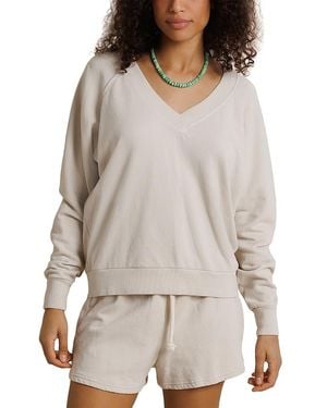 PERFECTWHITETEE French Terry V Neck Sweatshirt - Gray