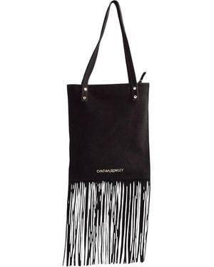 Cynthia Rowley Felicity Fringe Suede Tote - Black