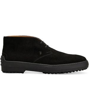 Tod's Winter Gommino Desert Suede Lace Up Chukka Boots - Black