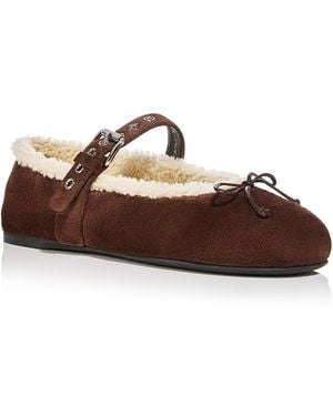 Miu Miu Shearling Ballet Flats - Brown