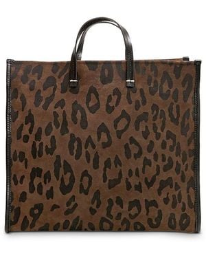 Clare V. Simple Animal Print Suede Tote - Brown