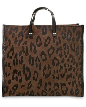 Clare V. Simple Animal Print Suede Tote - Brown