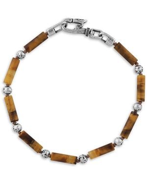 John Varvatos Sterling Tiger Eye Bead Bracelet - Metallic