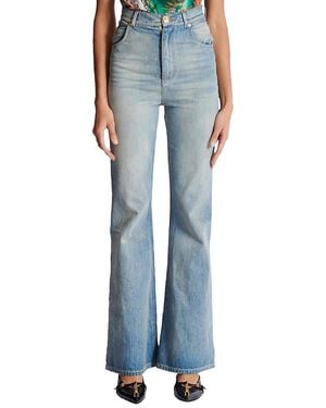 Balmain Flared-Fit Washed Denim Jeans - Blue
