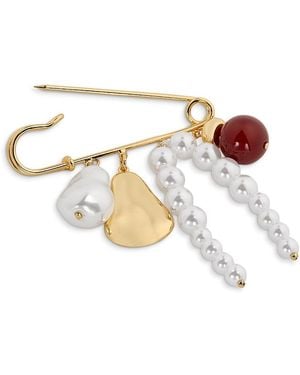 Aqua Beaded Brooch - White