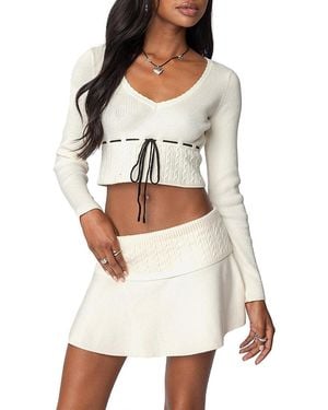 Edikted Andie Ribbon Knit Top - White