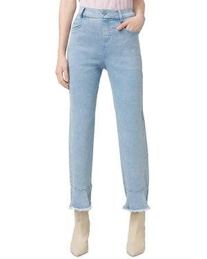 Hue High Rise Ruffle Hem Skimmer Jeans - Blue