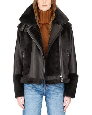 Hiso Soul Shearling Moto Jacket - Black