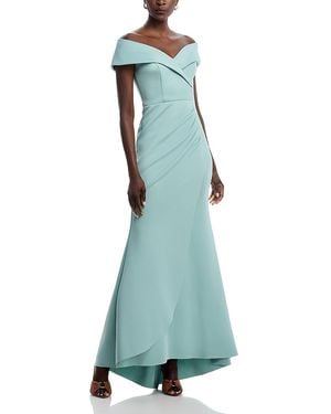 Aqua Off The Shoulder Scuba Dress - Green