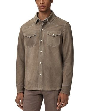 John Varvatos Sage Leather Shirt Jacket - Brown