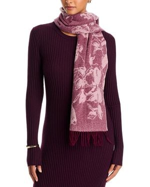 Amicale Woven Floral Cashmere Scarf - Purple