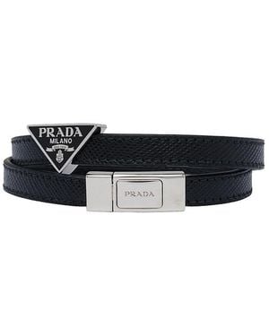 Prada Saffiano Leather Bracelet - Black