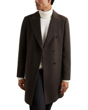 Reiss Timpano Wool Blend Regular Fit Double Breasted Overcoat - Black