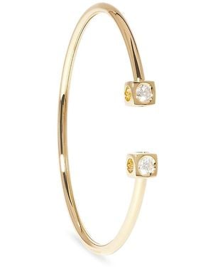 Dinh Van 18K Le Cube Diamant Diamond Cube Set Wire Cuff Bracelet - Metallic