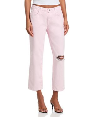 L'Agence Blaine Low Rise Crop Stovepipe Jeans - Pink