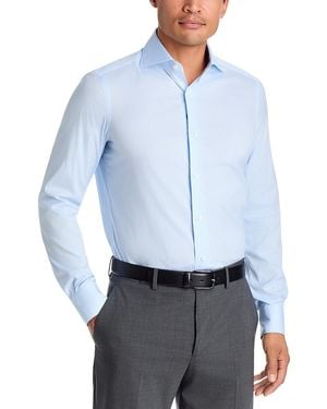 Isaia Stretch Cotton Basic Dress Shirt - Blue