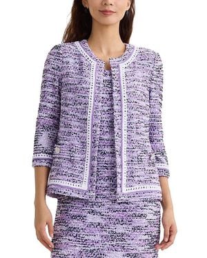Misook Wrinkle Resistant Eyelash Knit Jacket - Purple