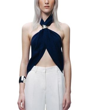 Nocturne Twist Halter Neck Bustier - Blue
