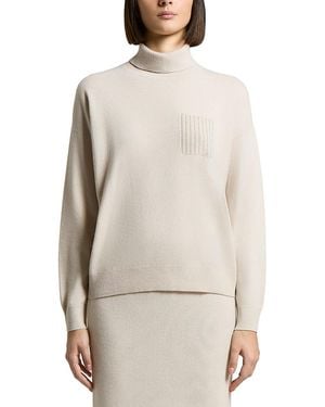 Peserico Wool Silk & Cashmere Turtleneck Sweater - White