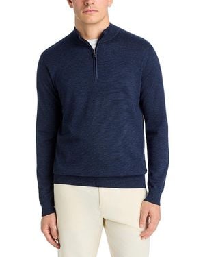 Peter Millar Canton Stripe Quarter Zip Sweater - Blue