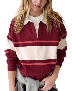 Marine Layer Cloud 9 Cotton Blend Fleece Polo Shirt - Red