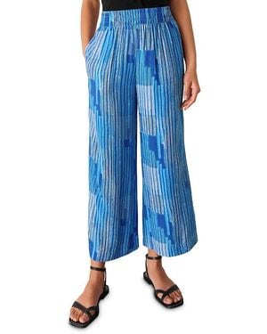 Whistles Stripe Print Cropped Pants - Blue