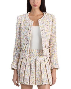 Alice + Olivia Landon Cropped Tweed Jacket - White