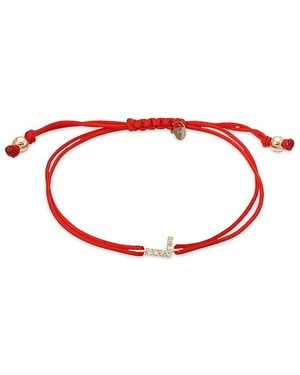 Zoe Lev 14K Fortune Diamond Initial Cord Bolo Bracelet - Red