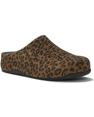 Fitflop Shuv Suede Leopard Print Clogs - Brown