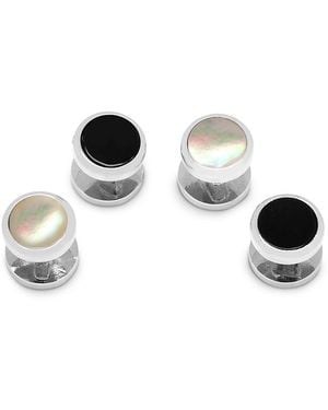 Cufflinks Inc. Double Sided Onyx & Mother Of Pearl Round Beveled Stud Set - Multicolor