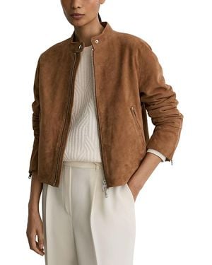 Reiss Erin Suede Zip Jacket - Brown